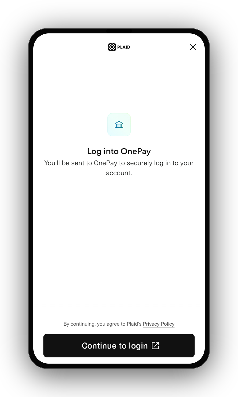 Connecting a bank account through Plaid